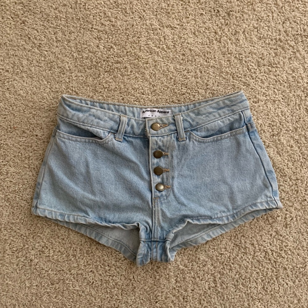 American Apparel Button Fly Denim Shorts